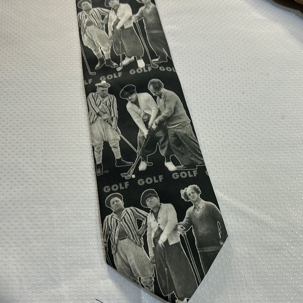 Vintage 1997 Three Stooges Neck Tie Golf Golfing Wally Wear